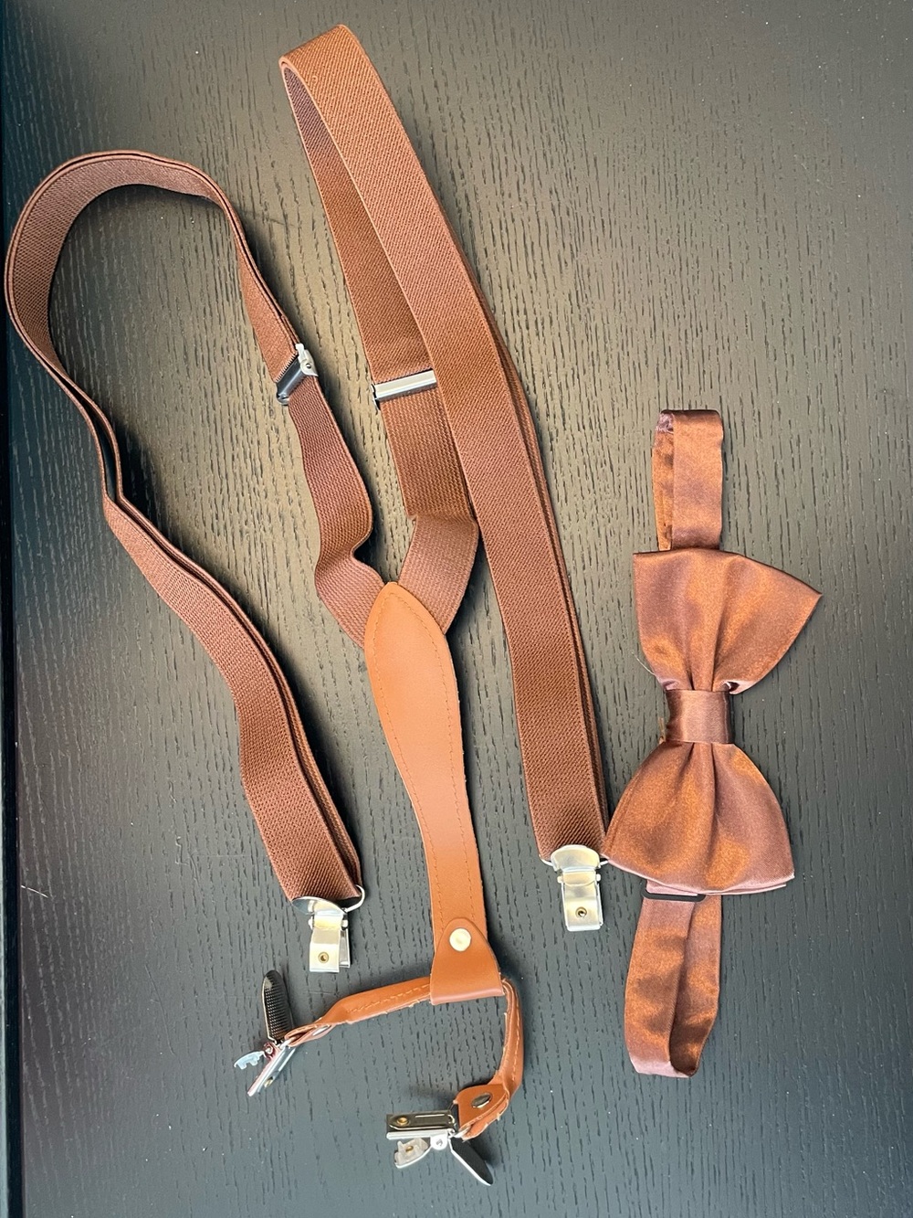 Brown Men's Bow Tie and Suspenders Set- perfect for Carl Fredricksen costume